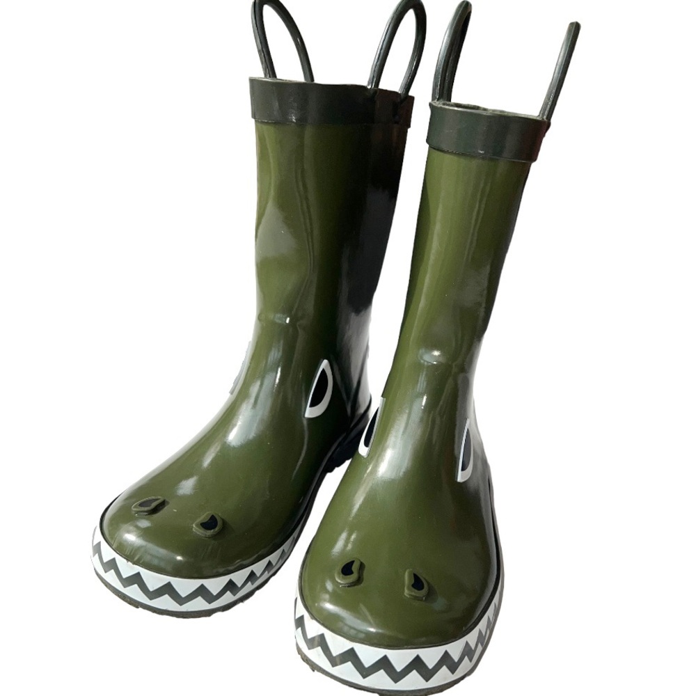 Gymboree green dinosaur rain boots size 13 - Picture 5 of 10